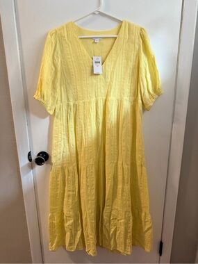 J. Jill Sunny Yellow Tiered Midi Dress